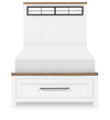 Dutton Metalwork Panel Bed with Storage Footboard — Twin / Natural White with Toasted Coconut Top and Aged Black Base