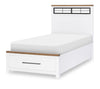 Dutton Metalwork Panel Bed with Storage Footboard — Twin / Natural White with Toasted Coconut Top and Aged Black Base