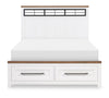 Dutton Metalwork Panel Bed with Storage Footboard — Full / Natural White with Toasted Coconut Top and Aged Black Base