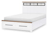 Dutton Metalwork Panel Bed with Storage Footboard — Full / Natural White with Toasted Coconut Top and Aged Black Base