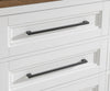 Dutton Two Drawer Nightstand — Natural White with Toasted Coconut Top and Aged Black Base