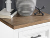 Dutton Two Drawer Nightstand — Natural White with Toasted Coconut Top and Aged Black Base