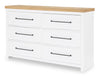 Horizons - 6 Drawers Dresser - Pure White / Natural Oak