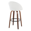 Matisse - 30" Highback Fixed-Height Barstool With Round Black Metal Footrest (Set of 2) - Walnut Wood