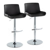 Santi - Upholstered Adjustable Barstool With Swivel And Rounded T Footrest (Set of 2) - Chrome Metal