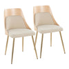 Anabelle - Dining / Accent Chair (Set of 2) - Gold Metal, Natural Wood