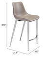 Magnus Counter Stool Brown & Silver — Set of 2