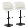 Fran - Adjustable Barstool (Set of 2) - Black Metal, White Faux Leather