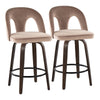 Ava - Upholstered Fixed-Height Barstool (Set of 2) - Walnut Glazed Wood Base