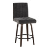 Hannah - Fixed-Height Counter Stool With Swivel And Round Black Metal Footrest (Set of 2) - Walnut Glazed Wood
