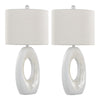 Pearl - 29" Polyresin Table Lamp (Set of 2) - Matte White Poly, Natural Shell And White Linen Shade from Grandview Gallery