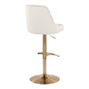 Marcel - Adjustable Barstool With Rounded T Footrest (Set of 2) - Gold Metal And White Faux Leather With Gold Nailhead Trim