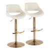 Fabrizzi - Adjustable Barstool With Swivel And Rounded T Footrest (Set of 2) - Gold Metal