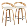 Grotto - 26" Fixed-Height Counter Stool (Set of 2) - White & Light Brown