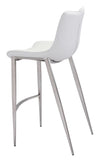 Magnus Barstool (Set of 2) White & Silver — Set of 2