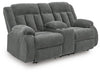 Observation Power Reclining Loveseat with Console - Steel