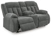 Observation Power Reclining Loveseat with Console - Steel