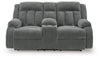 Observation Power Reclining Loveseat with Console - Steel