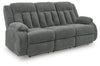 Observation Power Reclining Sofa with Drop Down Table - Steel