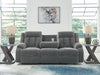 Observation Power Reclining Sofa with Drop Down Table - Steel