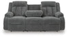 Observation Power Reclining Sofa with Drop Down Table - Steel