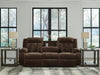 Observation Power Reclining Sofa with Drop Down Table - Chocolate
