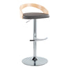 Grotto - Adjustable Barstool - Chrome Metal, Natural Wood