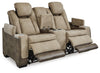 Next-Gen Durapella Power Reclining Loveseat with Console - Sand