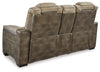 Next-Gen Durapella Power Reclining Loveseat with Console - Sand