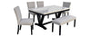 72" Din Table With White Top Shelly Grey Uph/Blk
