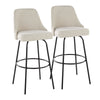 Marcel - 30" Fixed-Height Barstool With Swivel And Round Black Metal Footrest (Set of 2) - Black Metal