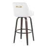 Hannah - 30" Fixed-Height Barstool With Swivel And Round Black Metal Footrest (Set of 2) - Walnut Glazed Wood