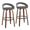Grotto - Upholstered Fixed-Height Barstool (Set of 2) - Walnut Wood