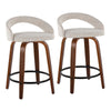 Grotto - 31" Upholstered Fixed-Height Counter Stool (Set of 2) - Walnut Wood Base