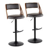 Cecina - Adjustable Barstool With Swivel And Rounded T Footrest (Set of 2) - Black Metal, Cherry Wood