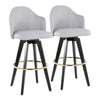 Ahoy - Upholstered Fixed-Height Barstool (Set of 2) - Black Base, Gold Footrest