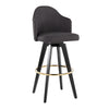 Ahoy - Upholstered Fixed-Height Barstool (Set of 2) - Black Base, Gold Footrest