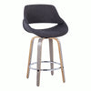Fabrizzi - 26" Fixed-Height Counter Stool With Swivel And Round Chrome Metal Footrest (Set of 2) - Light Gray Wood