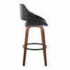 Fabrizzi - 30" Fixed-Height Barstool With Swivel And Round Black Metal Footrest (Set of 2) - Walnut Wood
