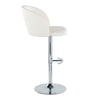 Fran - Adjustable Barstool (Set of 2) - Chrome Metal, White Faux Leather