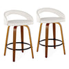 Grotto - 32.5" Upholstered Fixed-Height Counter Stool (Set of 2) - Walnut Wood Base