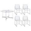 Keeling - 5 Piece Round Glass Top Acrylic Dining Set - Chrome