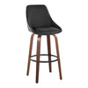 Diana - 30" Fixed-Height Barstool With Swivel And Round Black Metal Footrest (Set of 2) - Walnut Wood