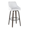 Hannah - 30" Fixed-Height Barstool With Swivel And Round Black Metal Footrest (Set of 2) - Walnut Glazed Wood