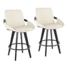 Cosmo - Fixed-Height Counter Stool (Set of 2) - Black Bamboo Base, Black Footrest