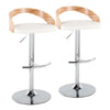 Grotto - Adjustable Barstool - Chrome Metal, Zebra Wood