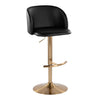 Fran - Adjustable Barstool (Set of 2) - Gold Metal, Black Faux Leather