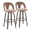 Ava - Upholstered Fixed-Height Barstool (Set of 2) - Walnut Glazed Wood Base