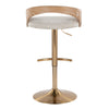 Grotto - Adjustable Barstool - Gold Metal, Whitewashed Wood
