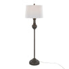 Griffin - 61" Polyresin Floor Lamp - Acid Gray Wood Finish And White Linen Shade